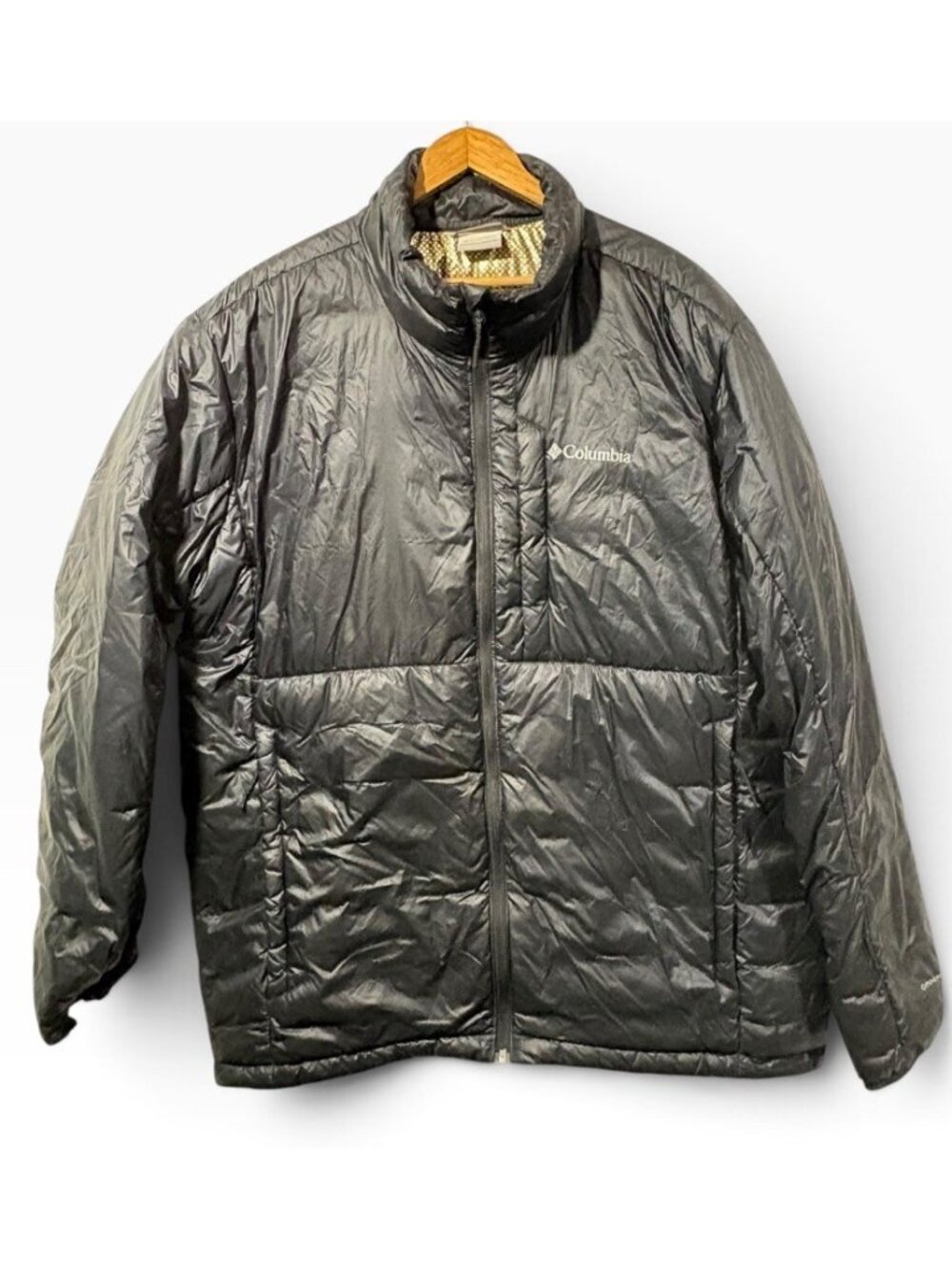 Columbia Omni Heat Insulated Puffer Jacket Mens XL Black Lightweight Coat